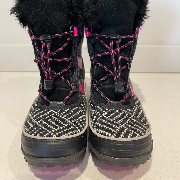 $85 Sorel Waterproof Black Pink Tweed Size 5 Winter Boots NY2424-010 Tivoli II - Picture 6 of 11